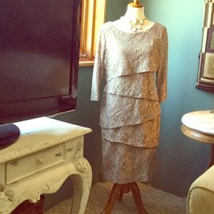 Ronni Nicole Sequin Lace Tiered Cocktail Dress